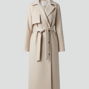 Women’s Long Coat with Belt and Double-Breasted Front