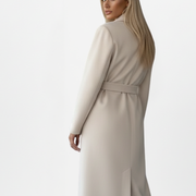 Women’s Long Coat with Belt and Double-Breasted Front