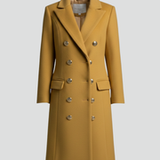 Women’s Long Coat with Double Buttons and Lapel Collar