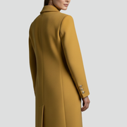 Women’s Long Coat with Double Buttons and Lapel Collar