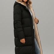 Women’s Long Coat with Hood and Zip