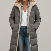 Women’s Long Coat with Hood and Zip