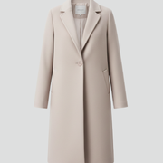 Women’s Long Coat with Lapel Collar and Button Closure
