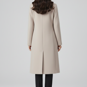 Women’s Long Coat with Lapel Collar and Button Closure