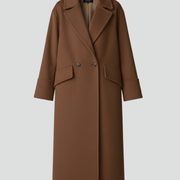 Women’s Long Coat with Notched Lapel and Button Front