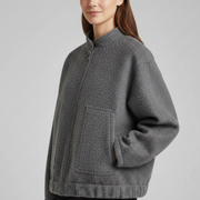 Women’s Oversized Jacket with Ribbed Collar and Zip Closure