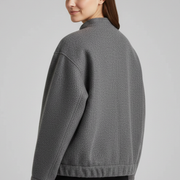 Women’s Oversized Jacket with Ribbed Collar and Zip Closure