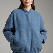 Women’s Oversized Jacket with Ribbed Collar and Zip Closure
