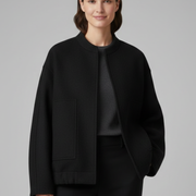 Women’s Oversized Jacket with Ribbed Collar and Zip Closure