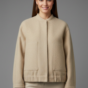 Women’s Oversized Jacket with Ribbed Collar and Zip Closure