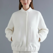 Women’s Oversized Jacket with Ribbed Collar and Zip Closure