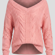 Women’s Oversized Sweater with Long Sleeves and Ribbed Cuffs