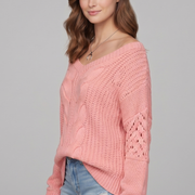 Women’s Oversized Sweater with Long Sleeves and Ribbed Cuffs