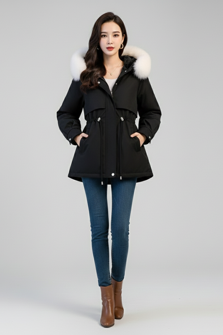 Women’s Parka with Hood and Drawstring Waist