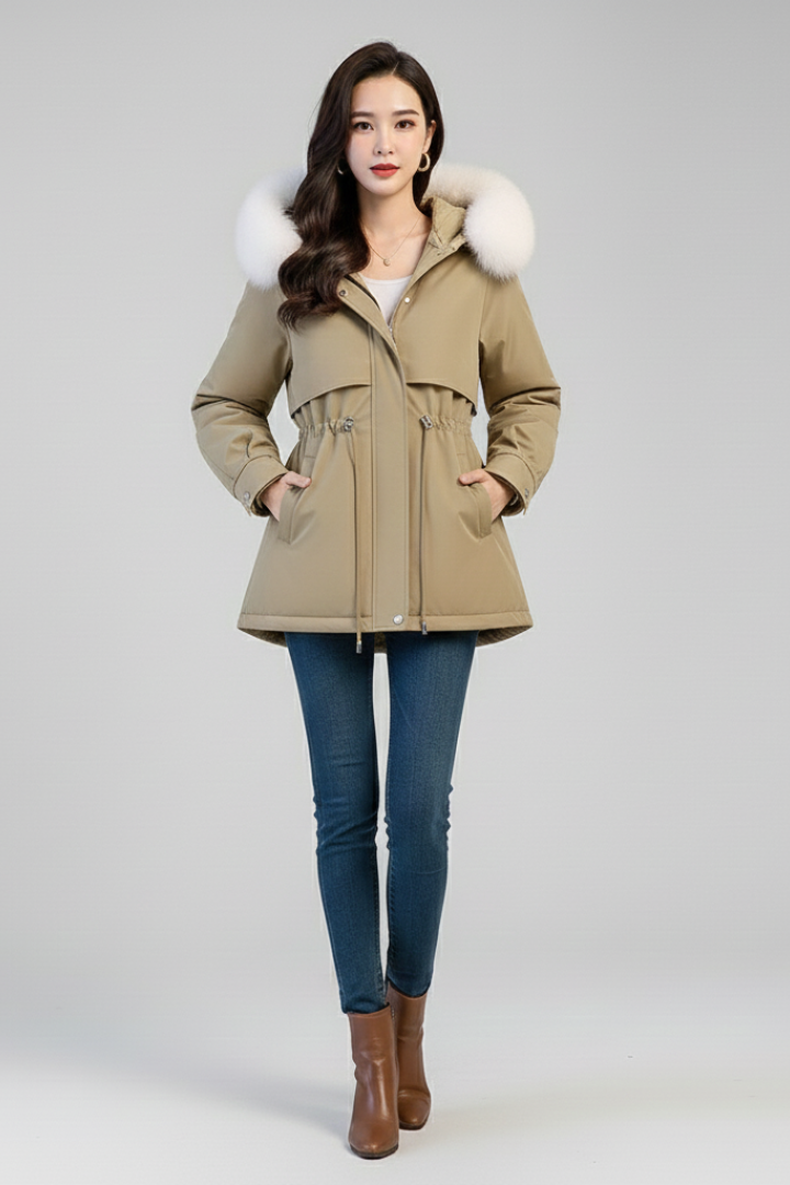 Women’s Parka with Hood and Drawstring Waist