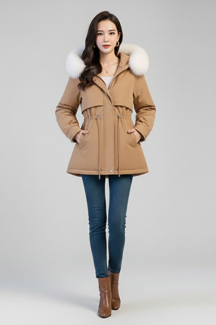 Women’s Parka with Hood and Drawstring Waist