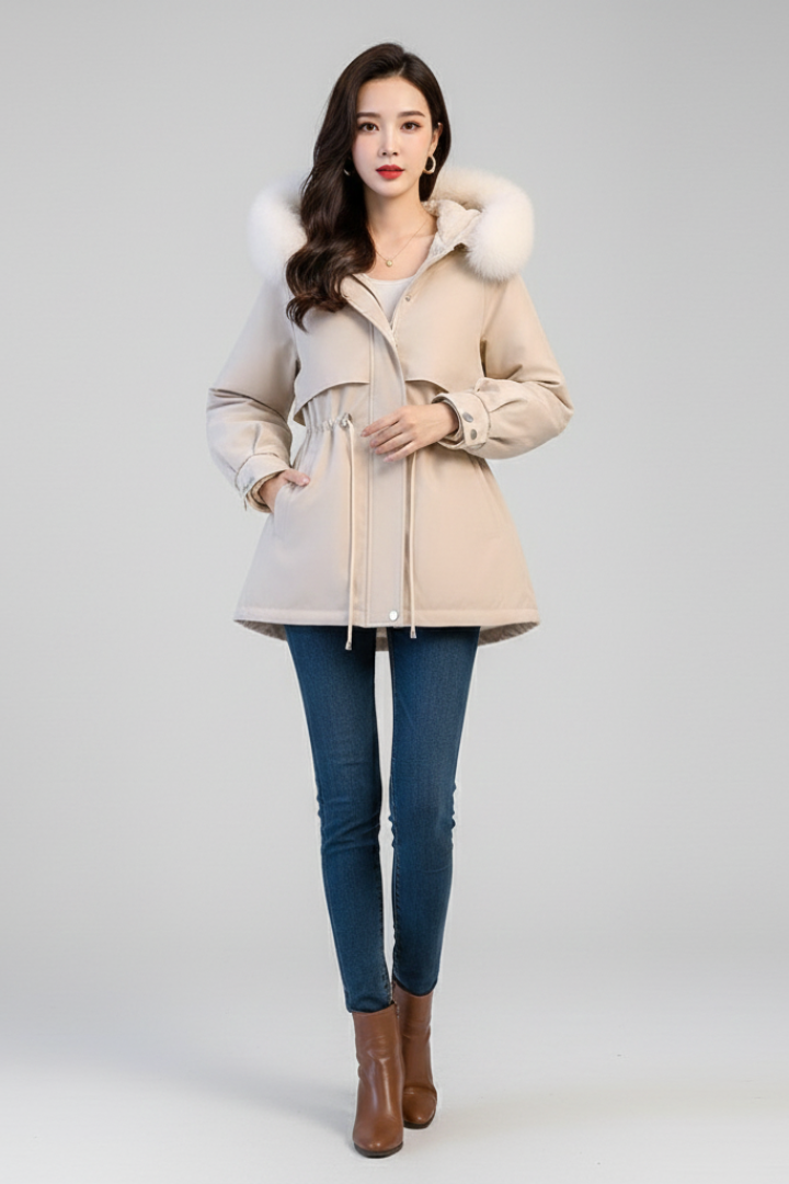 Women’s Parka with Hood and Drawstring Waist