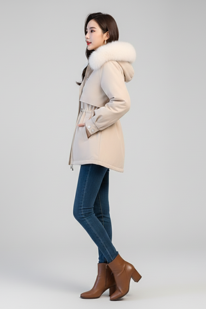 Women’s Parka with Hood and Drawstring Waist