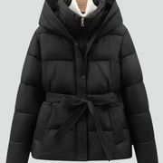 Women’s Quilted Jacket with Hood and Belt