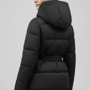 Women’s Quilted Jacket with Hood and Belt