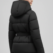 Women’s Quilted Jacket with Hood and Belt