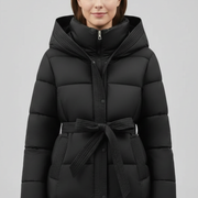 Women’s Quilted Jacket with Hood and Belt