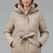Women’s Quilted Jacket with Hood and Belt