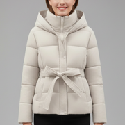 Women’s Quilted Jacket with Hood and Belt