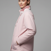 Women’s Reversible Coat with Heart Pattern and Hood