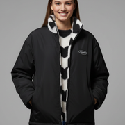 Women’s Reversible Coat with Heart Pattern and Hood