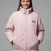 Women’s Reversible Coat with Heart Pattern and Hood