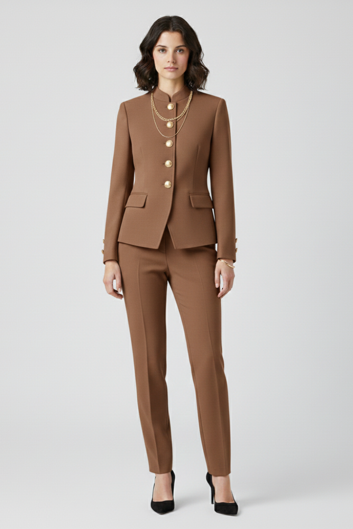 Women’s Short Jacket with Button Closure and Side Pockets