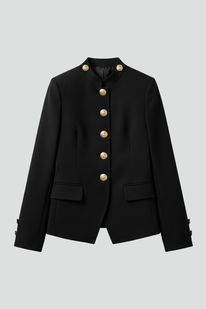 Women’s Short Jacket with Button Closure and Side Pockets