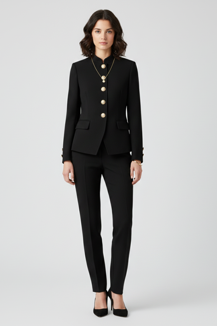 Women’s Short Jacket with Button Closure and Side Pockets