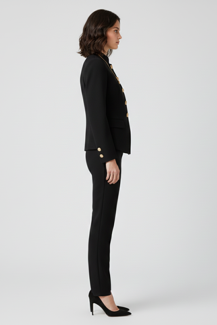 Women’s Short Jacket with Button Closure and Side Pockets