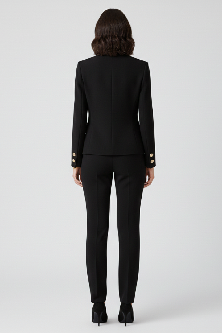 Women’s Short Jacket with Button Closure and Side Pockets