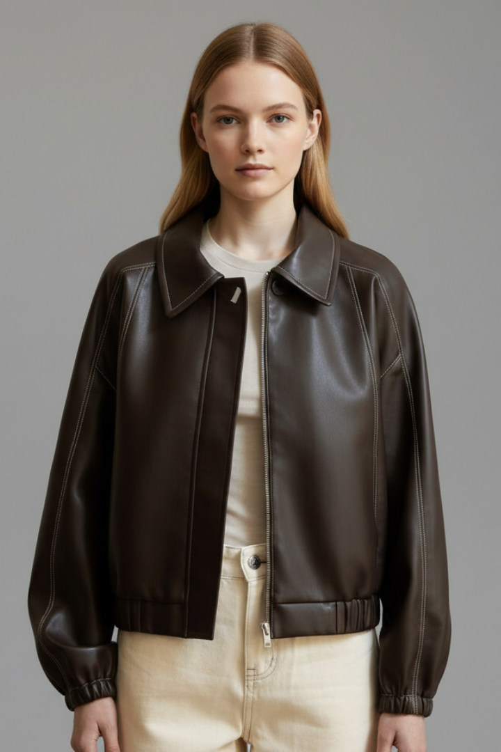 Women’s Short Jacket with Zip Closure and Elasticated Cuffs