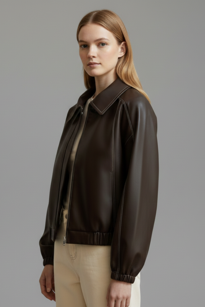 Women’s Short Jacket with Zip Closure and Elasticated Cuffs
