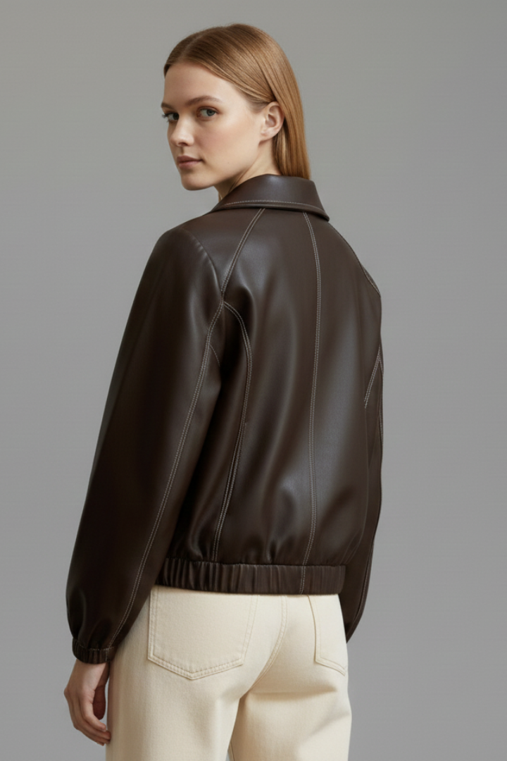 Women’s Short Jacket with Zip Closure and Elasticated Cuffs
