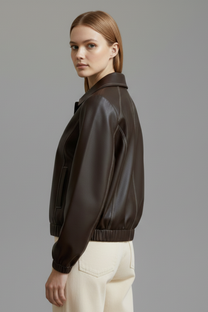 Women’s Short Jacket with Zip Closure and Elasticated Cuffs
