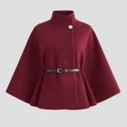 Women’s Short Poncho Coat with Batwing Sleeves