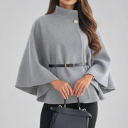 Women’s Short Poncho Coat with Batwing Sleeves