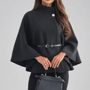 Women’s Short Poncho Coat with Batwing Sleeves