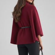 Women’s Short Poncho Coat with Batwing Sleeves
