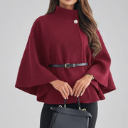 Women’s Short Poncho Coat with Batwing Sleeves
