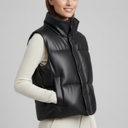 Women’s Sleeveless Jacket with Zip Closure