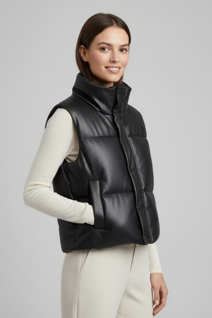 Women’s Sleeveless Jacket with Zip Closure
