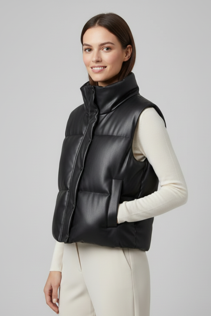 Women’s Sleeveless Jacket with Zip Closure
