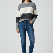 Women’s Sweater with Striped Surface and Relaxed Shape