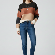 Women’s Sweater with Striped Surface and Relaxed Shape
